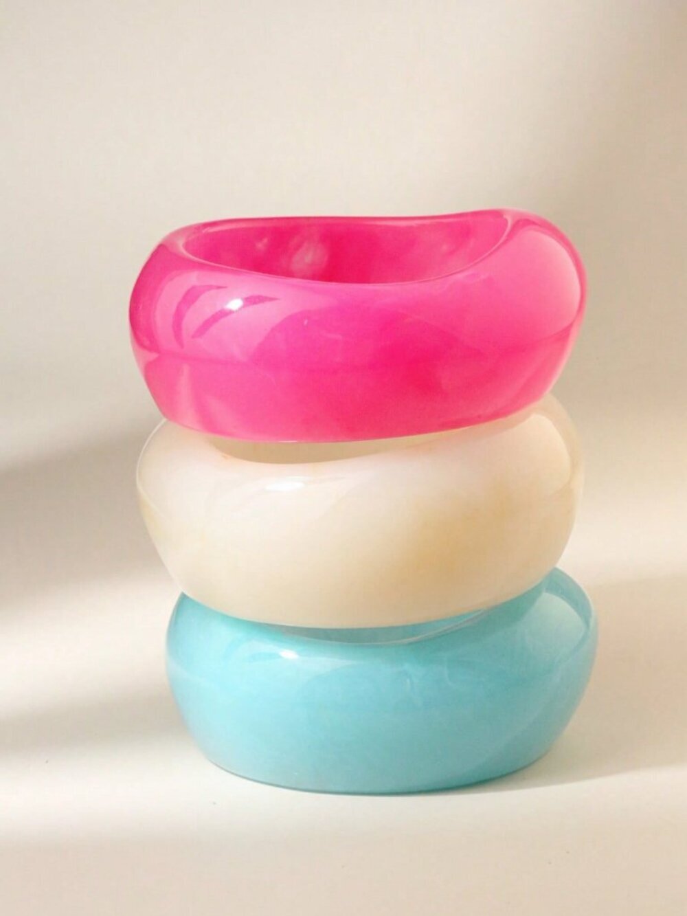 Multicolor Boho Women's  Resin Asymmetrical chunky Bracelet set of 3